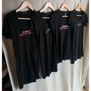 Black Tan Republic Graphic Tee Set of 4,Lightweight, Fitted, colorful logos